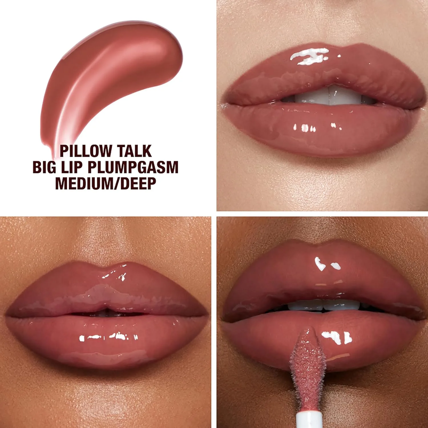 Charlotte Tilbury Big Lip Plumpgasm блеск для губ - подарочный набор Essential - увлажняющий бальзам с гиалуроновой кислотой и технологией Heat + Ice, Medium/Deep - brown berry pink — фото 4