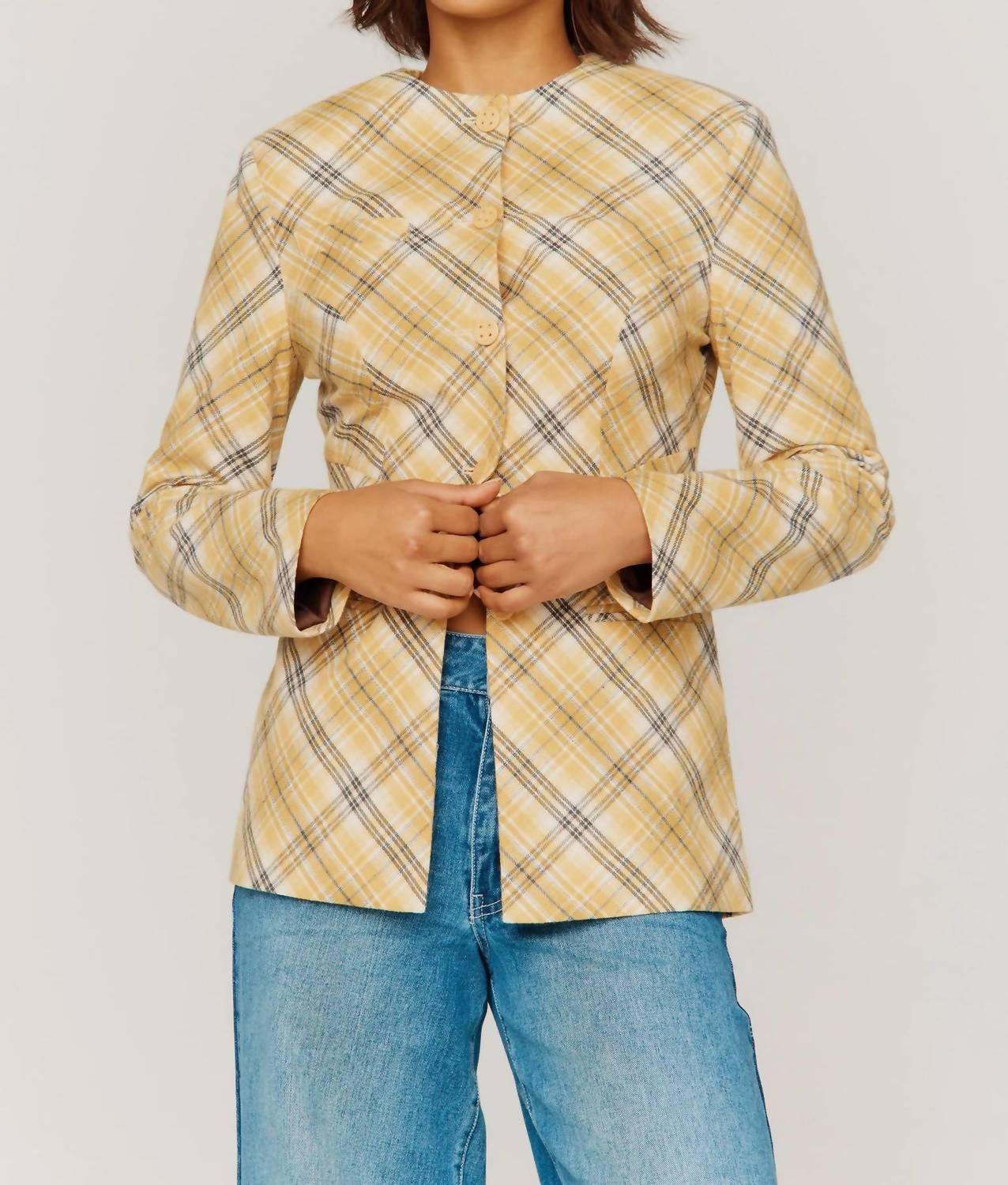 

Беспиджачный жакет в разноцветную клетку House of Sunny, мультиколор