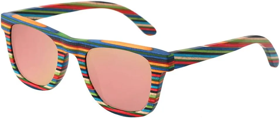 

Поляризованные солнцезащитные очки для мужчин и женщин, квадратная деревянная оправа, очки для вождения на открытом воздухе, спортивные очки KSVEREN, C2 Pink