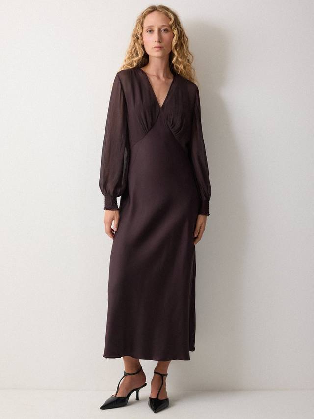 

Платье миди с косым кроем и прозрачными рукавами Jigsaw, Purple