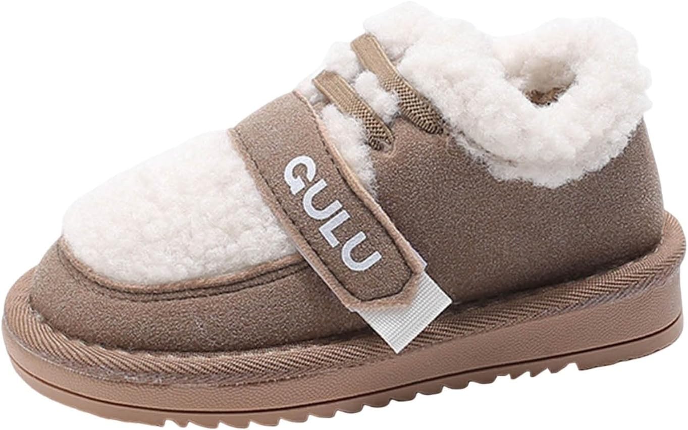 

Мягкие домашние тапочки для малышей, плюшевые и теплые, для мальчиков и девочек, зимние ботиночки с плоской подошвой из искусственного меха Generic, Coffee-1