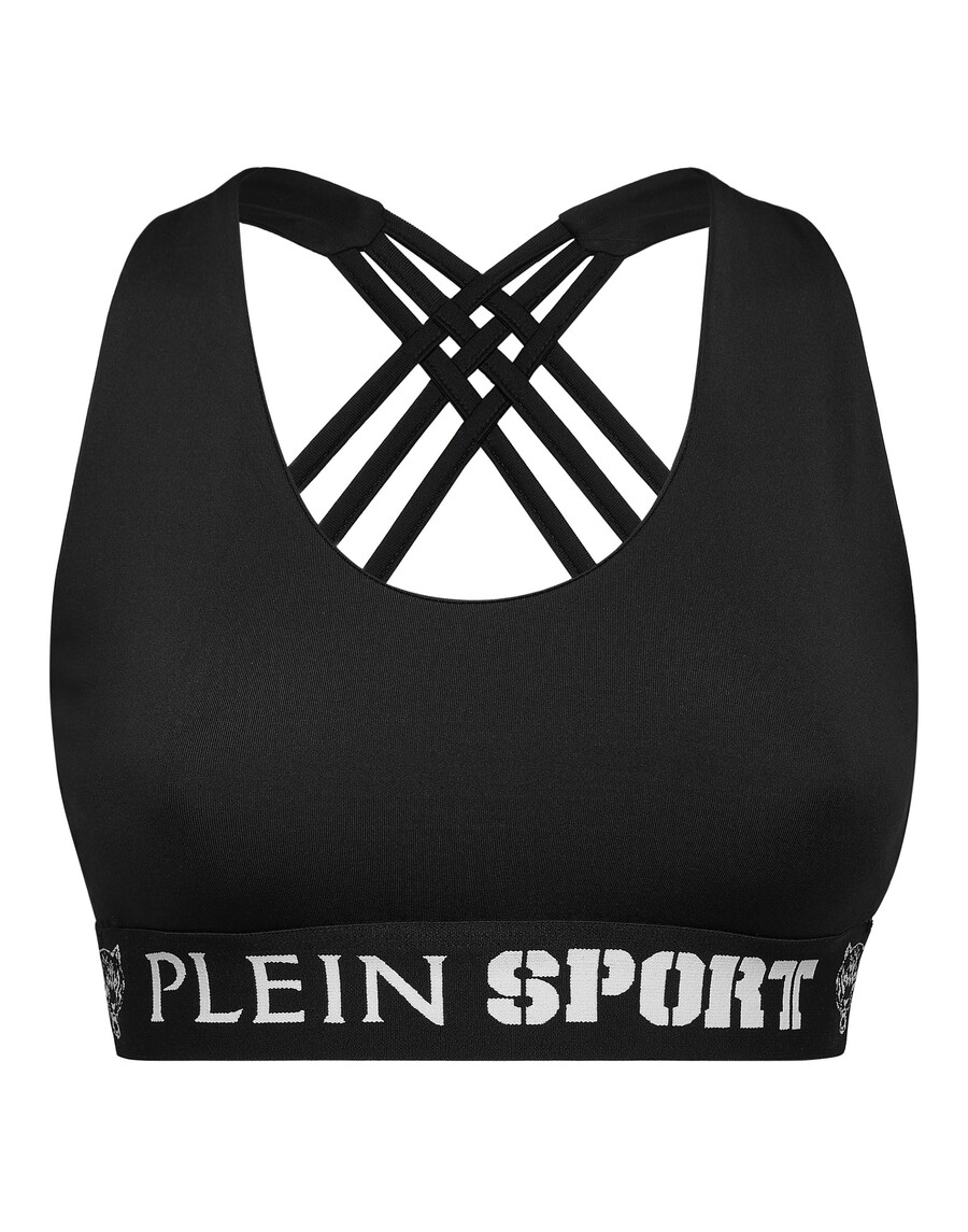 

Спортивный бюстгальтер без косточек Plein Sport, черный