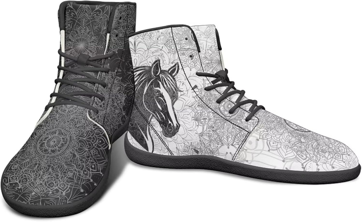 

Мужские ультрагибкие кроссовки с анималистическим принтом, высокие, на резиновой подошве, черно-белые, с мандалой, для бега Watdotory