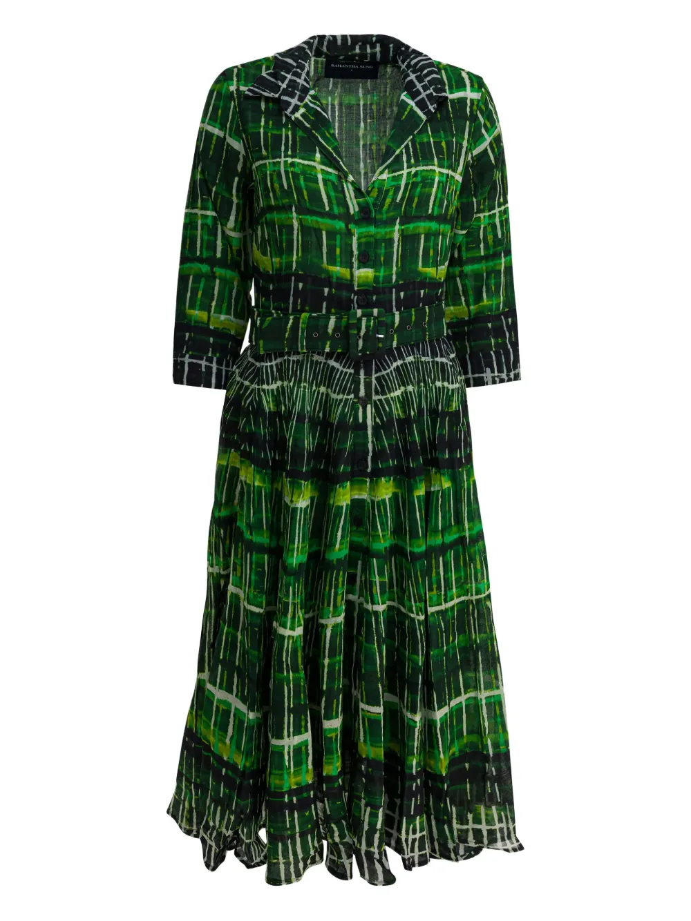 

Платье в клетку с поясом Samantha Sung, зеленый