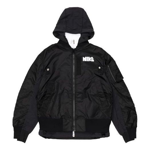 

Куртка x sacai double layer contrasting hooded jacket asia sizing 'black' Nike, черный