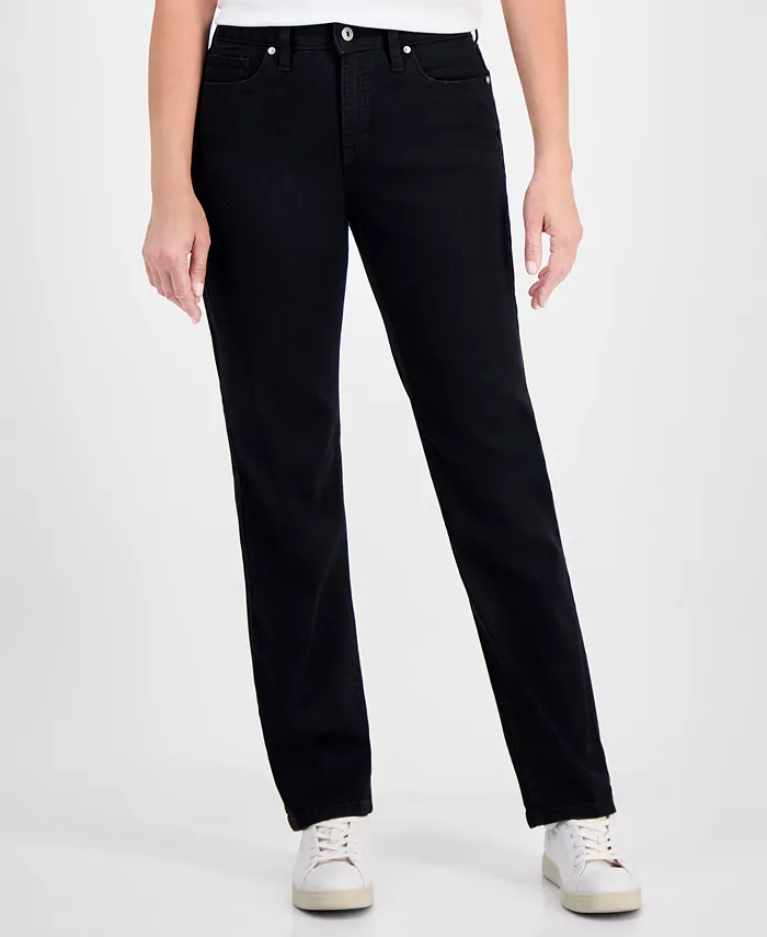 

Джинсы прямого кроя с заниженной посадкой Petite Style & Co, черный