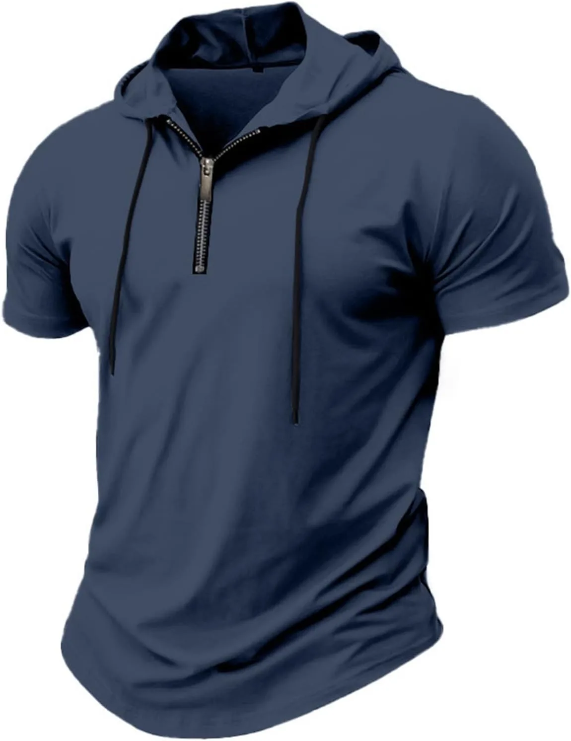 

Мужская футболка с капюшоном и молнией V-образного выреза