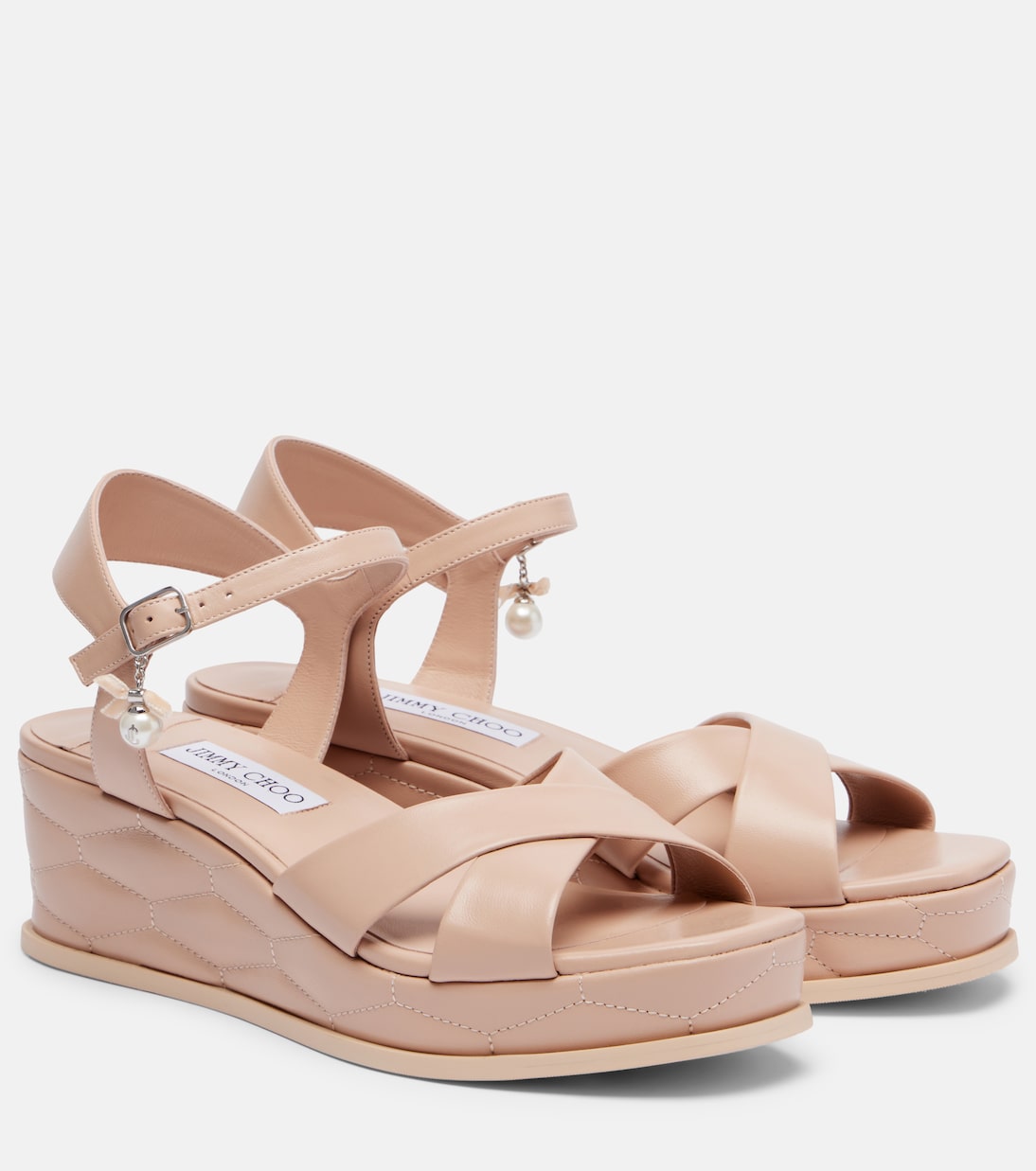 Астра 60 кожаные сандалии на платформе Jimmy Choo, Macaron