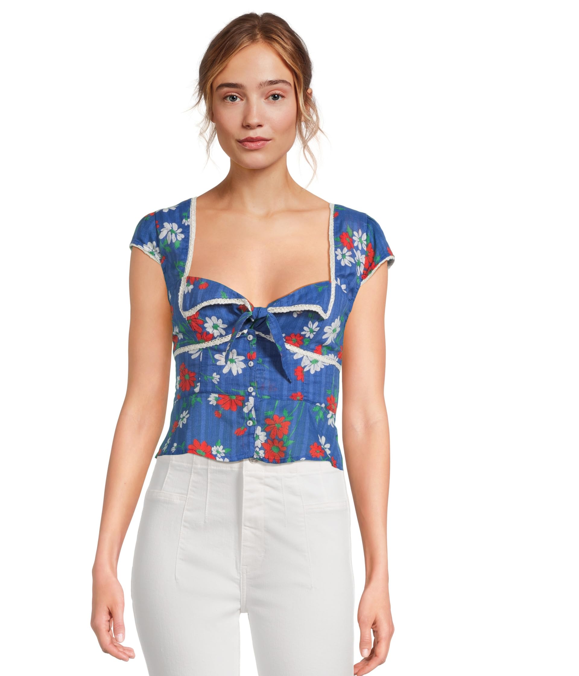 

Блуза Free People Call Me Baby Blouse, цвет Blue Quartz - Daisy