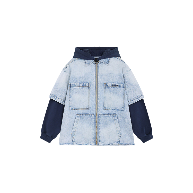 

WE11DONE Застёгивающаяся на молнию джинсовая куртка с капюшоном, Sky Blue