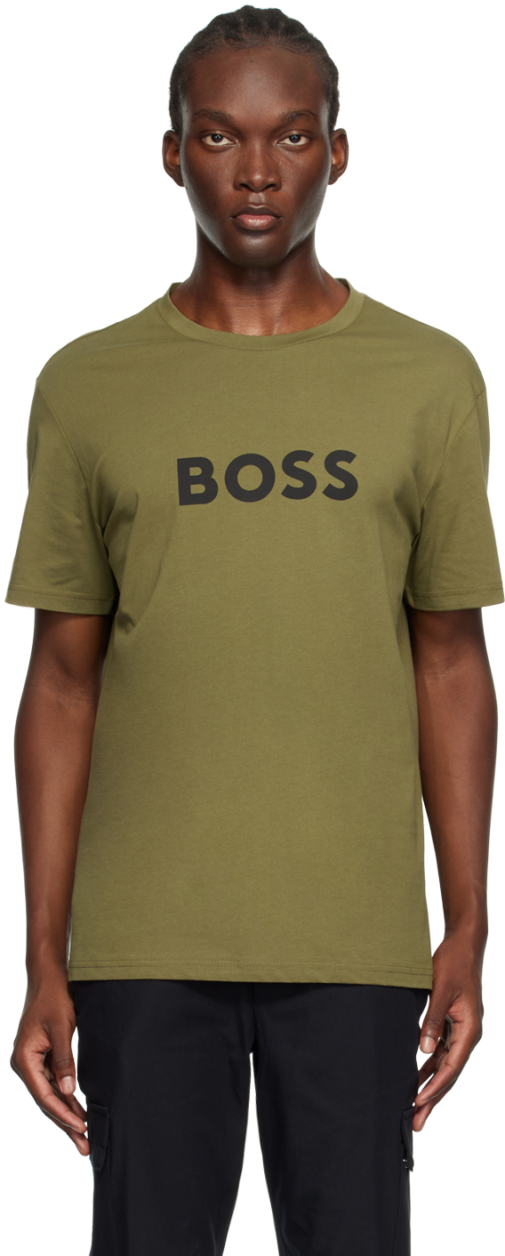 

Футболка с большим логотипом BO Green Printed BOSS