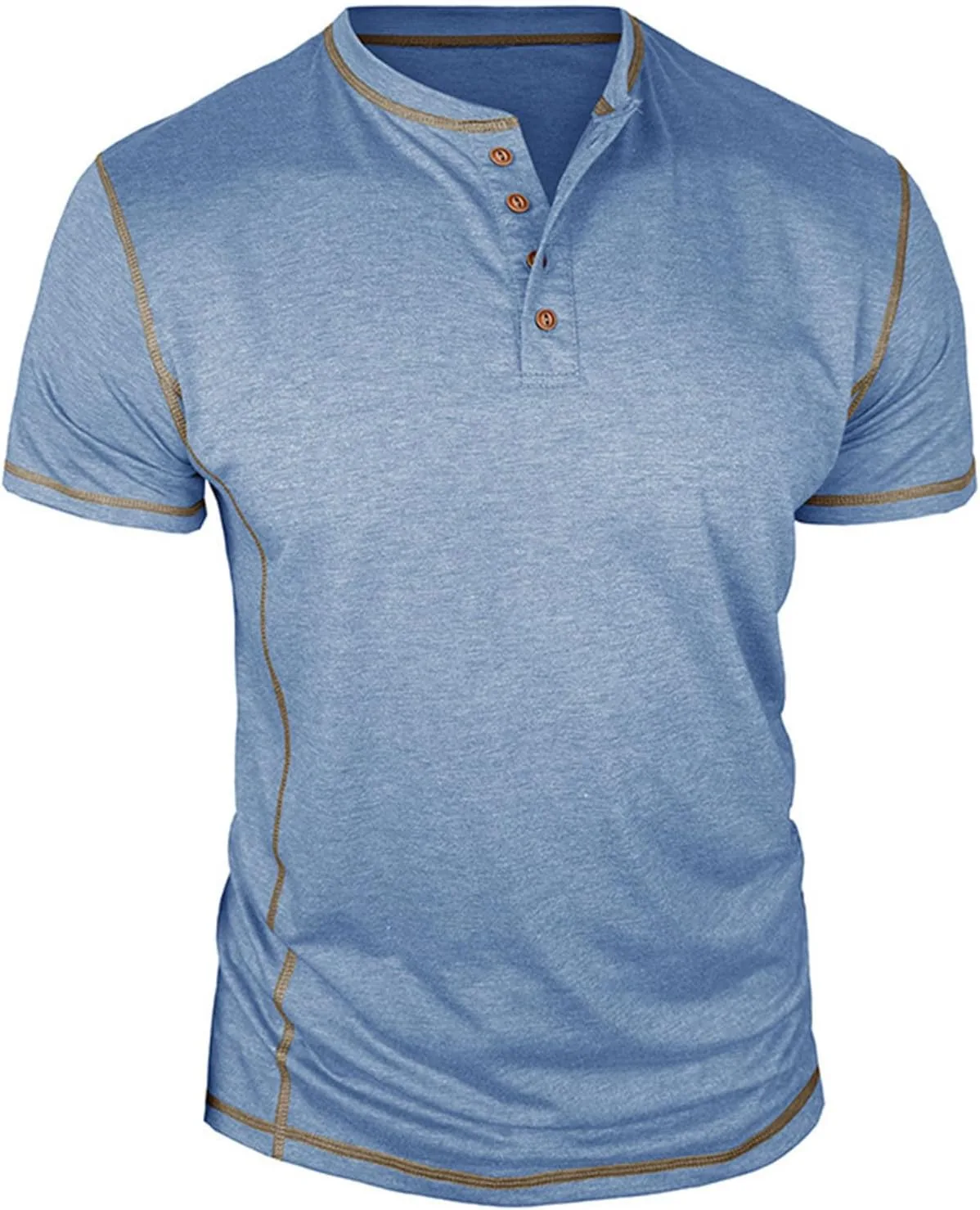 

Мужская летняя футболка хенли с коротким рукавом, Casual, Loose, Color Block