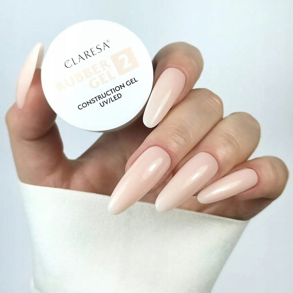 Claresa Rubber Gel 2, Наращивающий гель для наращивания ногтей, теплый светло-розовый, 90г — фото 3