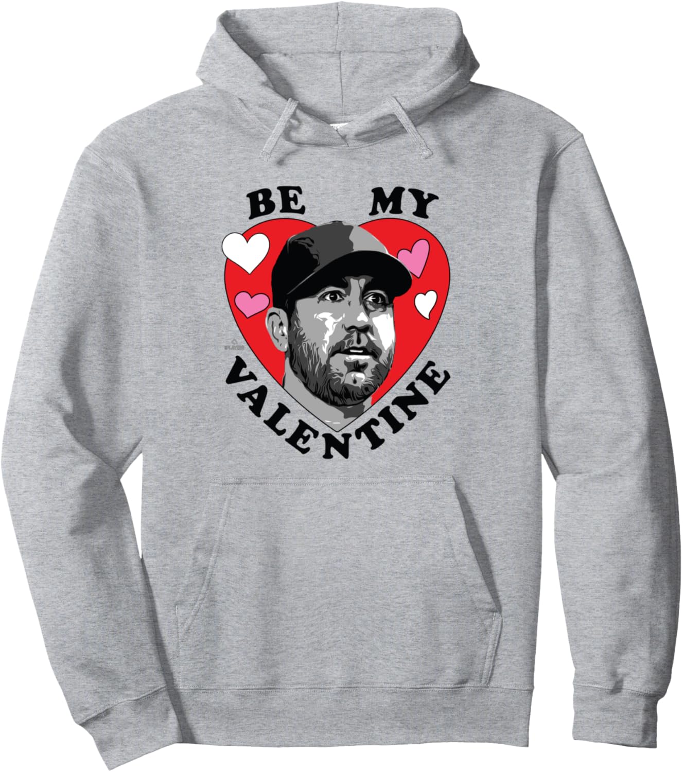 

Худи Justin Verlander Be My Valentine Houston Baseball MLBPA Ryno Sports, серый