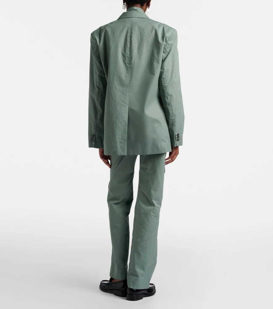 Широкие брюки из хлопчатобумажной саржи Acne Studios, зеленый — фото 3