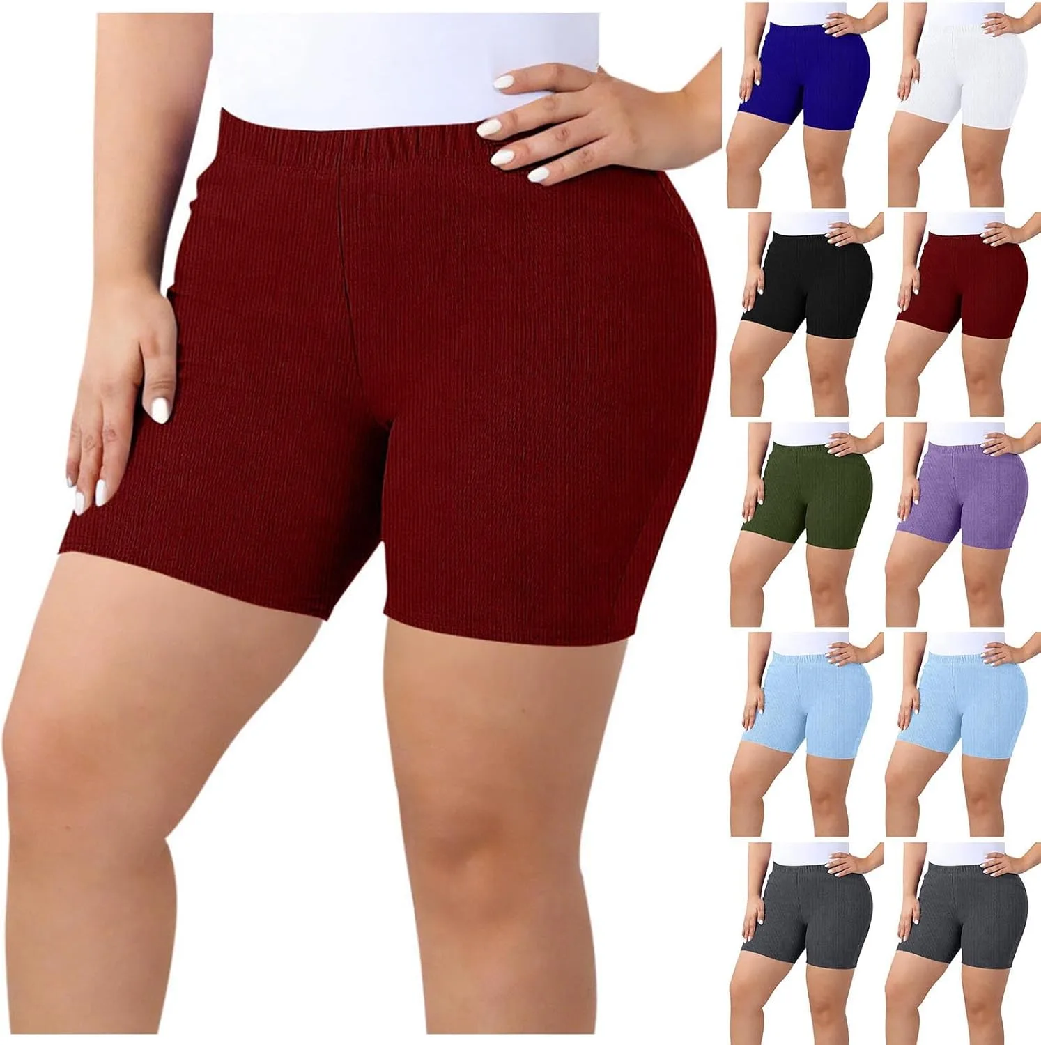 

NATHGAM женские шорты для йоги Stretch Ribbed Plus Size