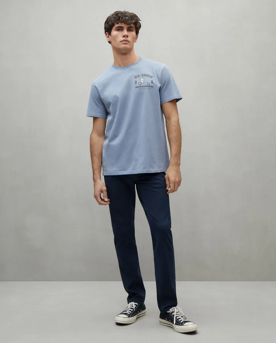 

Мужские облегающие брюки с пятью карманами из эластичной ткани Easy Wear, темно-синий