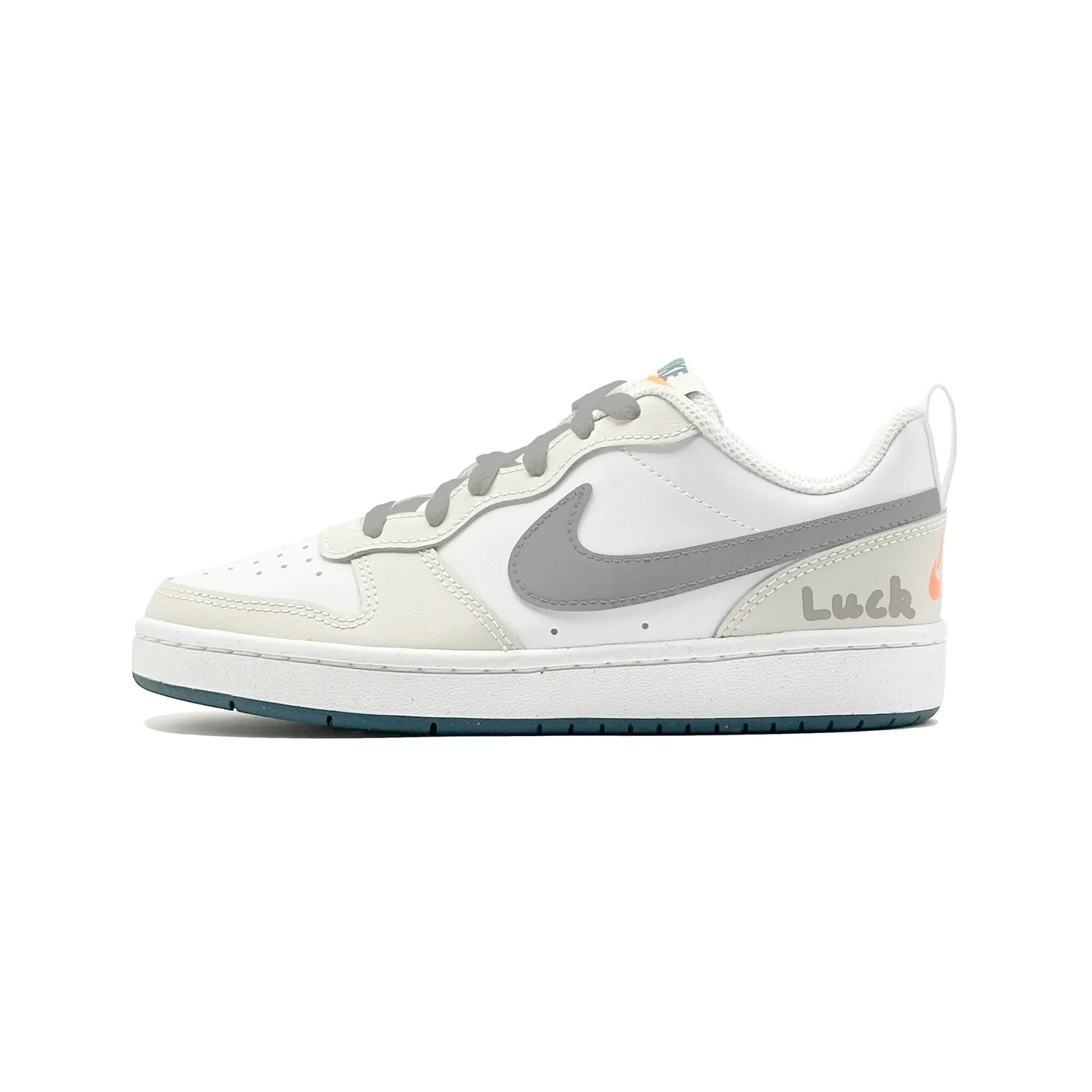 Court Borough 2 Lucky Hourglass Leather Slip Resistant Abrasion Resistant Cushioning Low top Nike, экрю