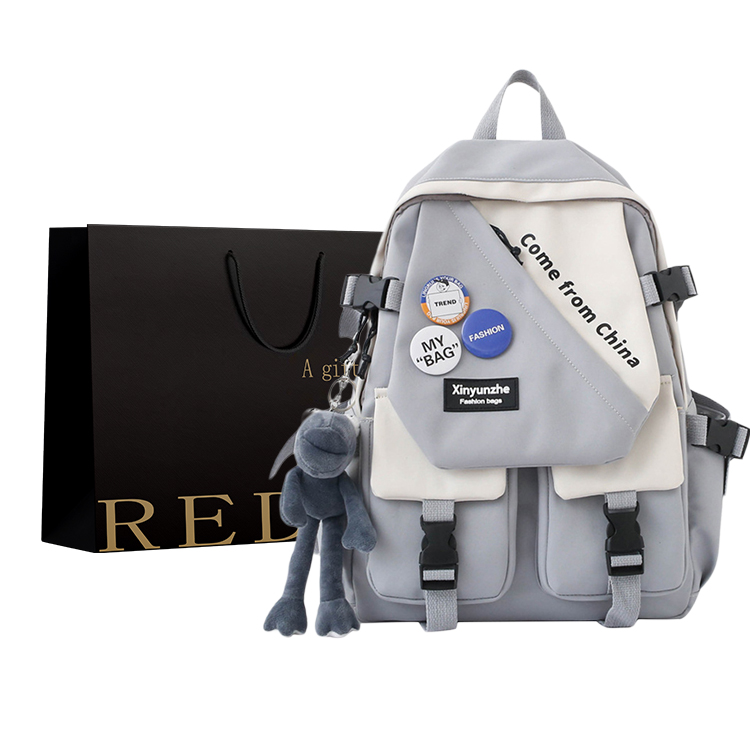 

REDOO Нейлоновый рюкзак мужской черный белый серый красный, Gray with Charm
