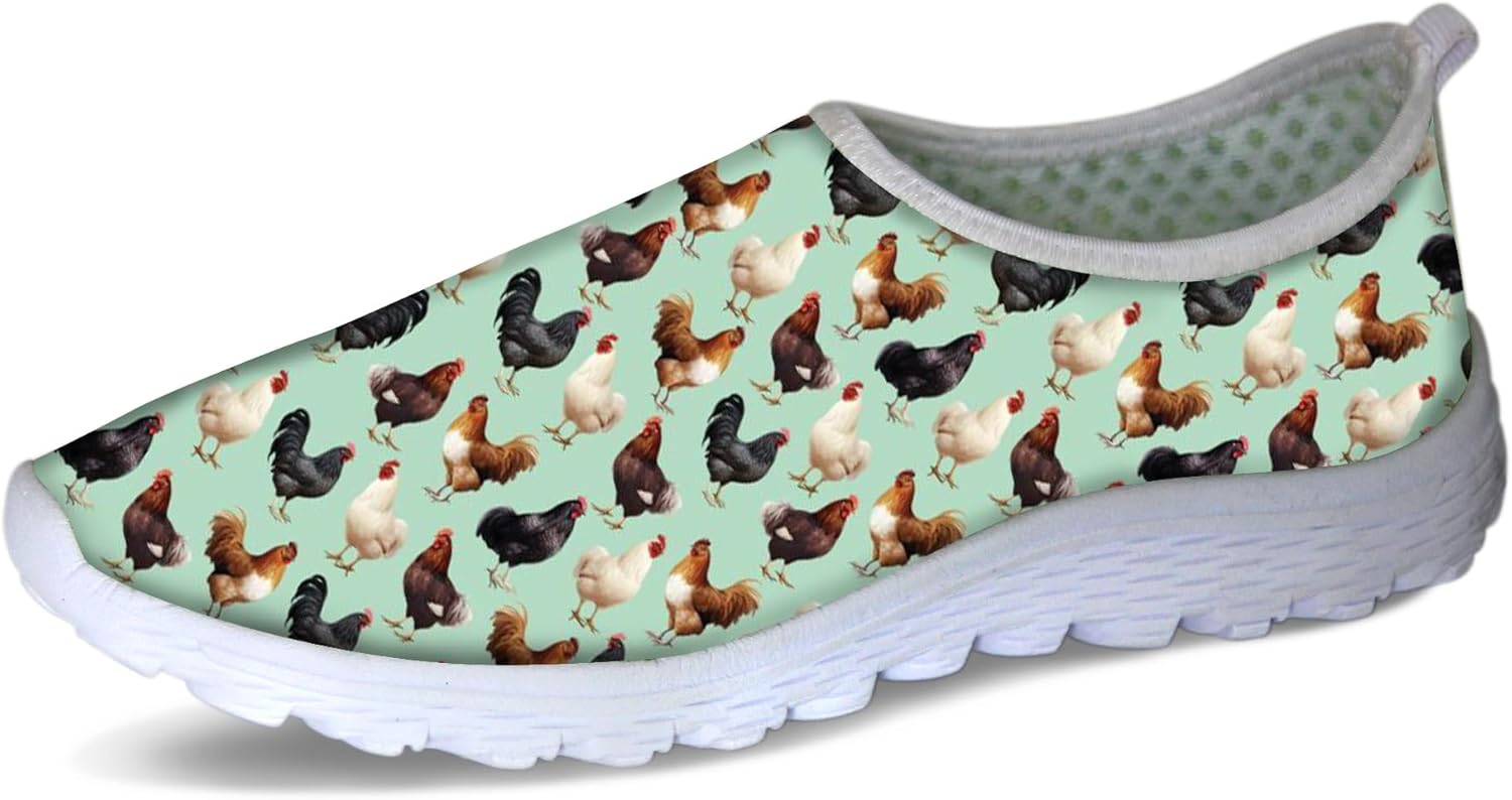 

Женские и мужские слипоны Forchrinse с цветочным принтом и корги, мягкая сетка, кроссовки для прогулок, спортивные, повседневные, для путешествий, дышащие, Rooster