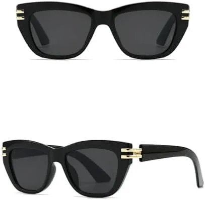 

Солнцезащитные очки в стиле панк неправильной квадратной формы для женщин и мужчин, винтажные, в популярной оправе с металлическими заклепками MTZJH, C1 Black Black