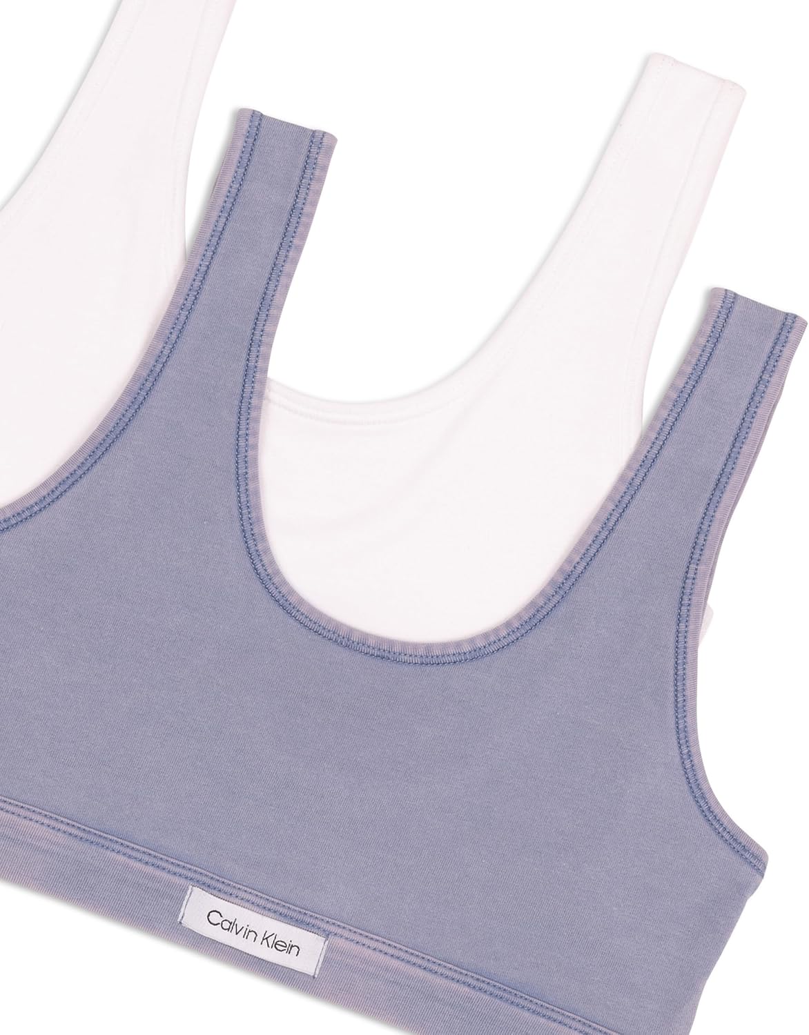 Комплект из 2 бюстгальтеров-бралеттов Calvin Klein Girls из хлопкового денима с потертостями, Country Blue/White — фото 3