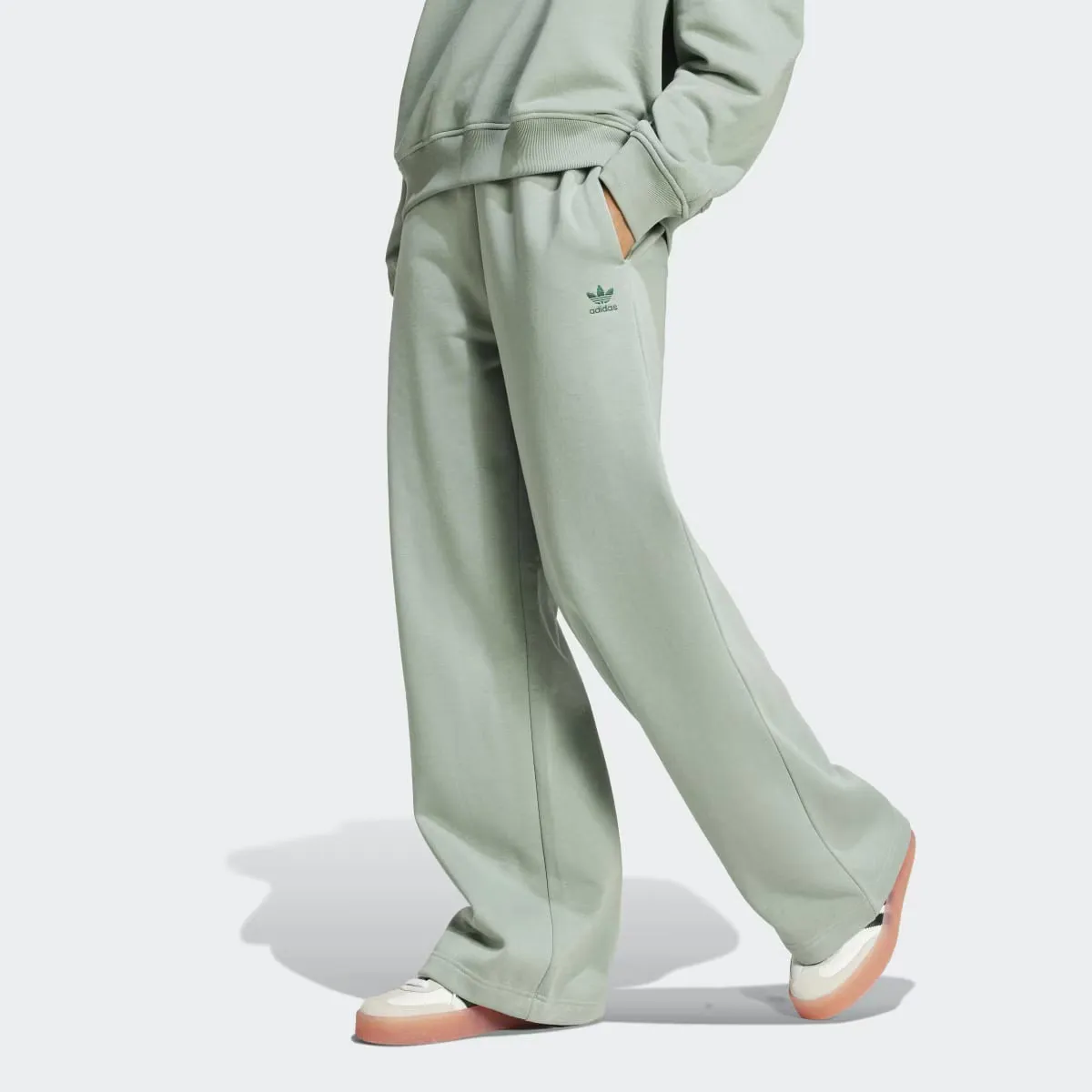 

Женские широкие флисовые брюки Adidas, зеленый