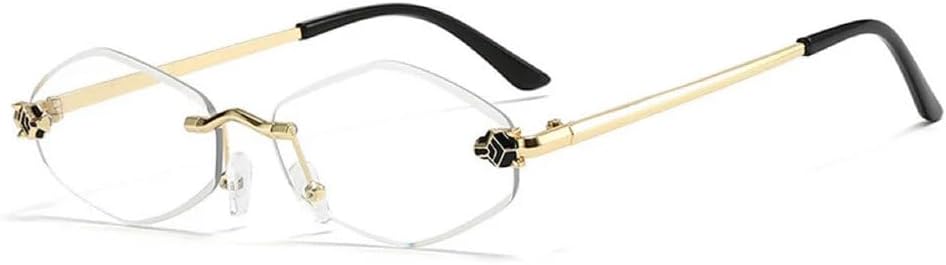 

Солнцезащитные очки без оправы с ромбовидным ограненным краем, персонализированные солнцезащитные очки с защитой от УФ-излучения, маленькая оправа UV400, UV400 JWMSXYQR, 06