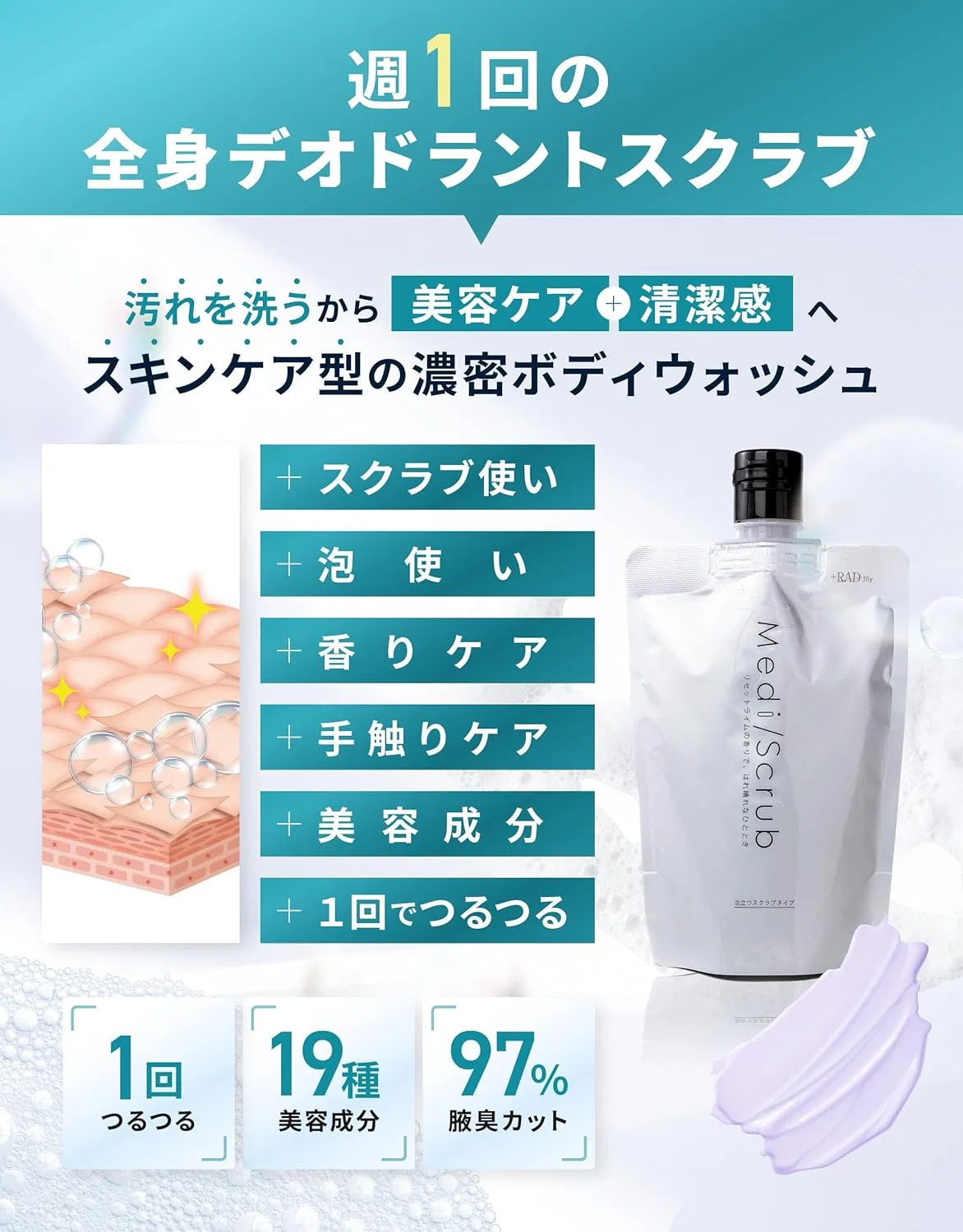 Скраб для тела 2-в-1 +RADlily Medi Scrub дезодорирующий, 10.6 oz — фото 3