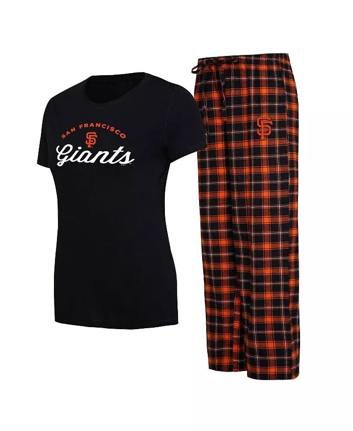 

Женский черный, оранжевый San Francisco Giants Arctic футболка и фланелевые штаны комплект для сна Concepts Sport