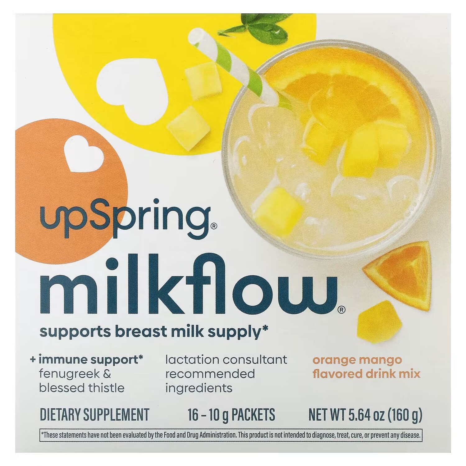 

Напитковая смесь Milkflow, апельсин и манго, 16 пакетов по 10 г каждый Upspring