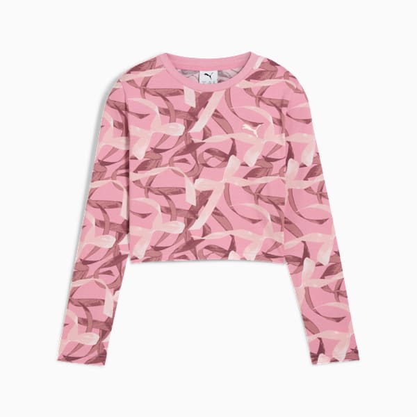 Футболка с длинным рукавом с узором для больших детей Bowtique Puma, розовый — фото 4