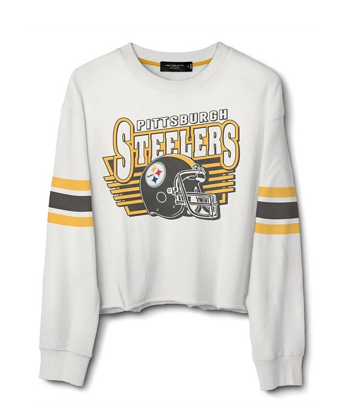 

Женская укороченная флисовая толстовка NFL Pittsburgh Steelers Kickoff Crew Clothing Junk Food Clothing, белый