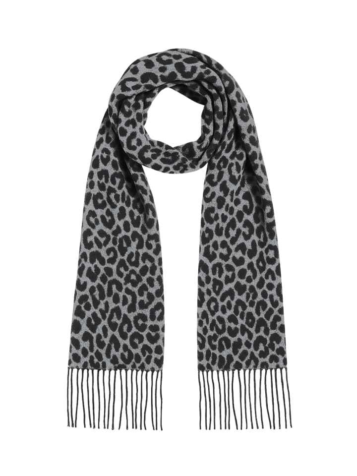 

Шарф с леопардовым принтом и бахромой, мягкий, черного цвета. Faera