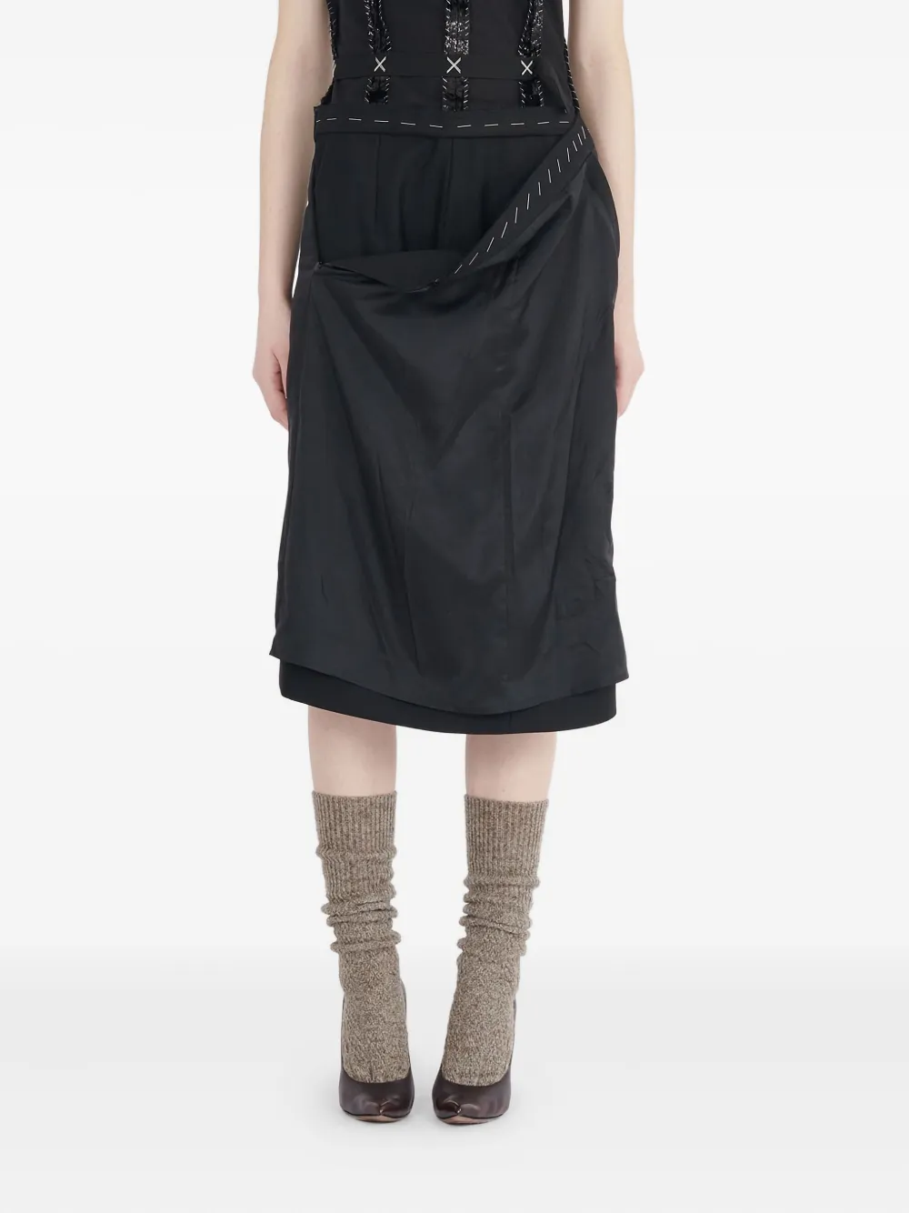 

Платье миди без бретелей MAISON MARGIELA, черный