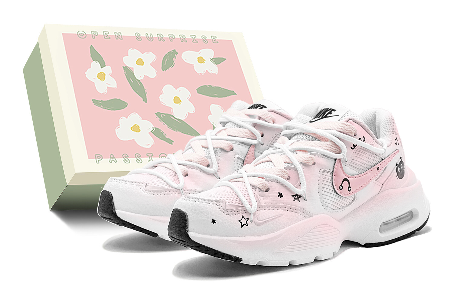 

Кроссовки Air Max Fusion женские с низким верхом розового цвета Nike, белый/розовый