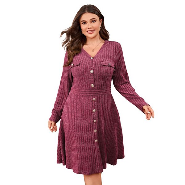 

Свитер с длинными рукавами и пуговицами Plus size 6x Elitespirit, Red