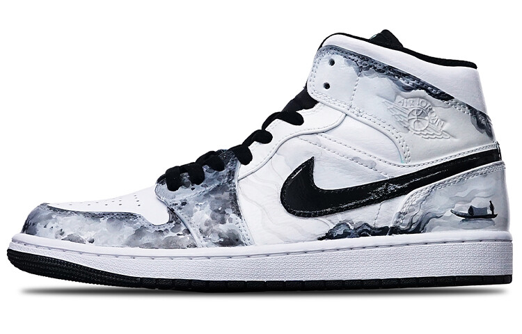 

Кроссовки Air JORDAN 1 Vintage Basketball Shoes Men Mid-Top Black White Gray