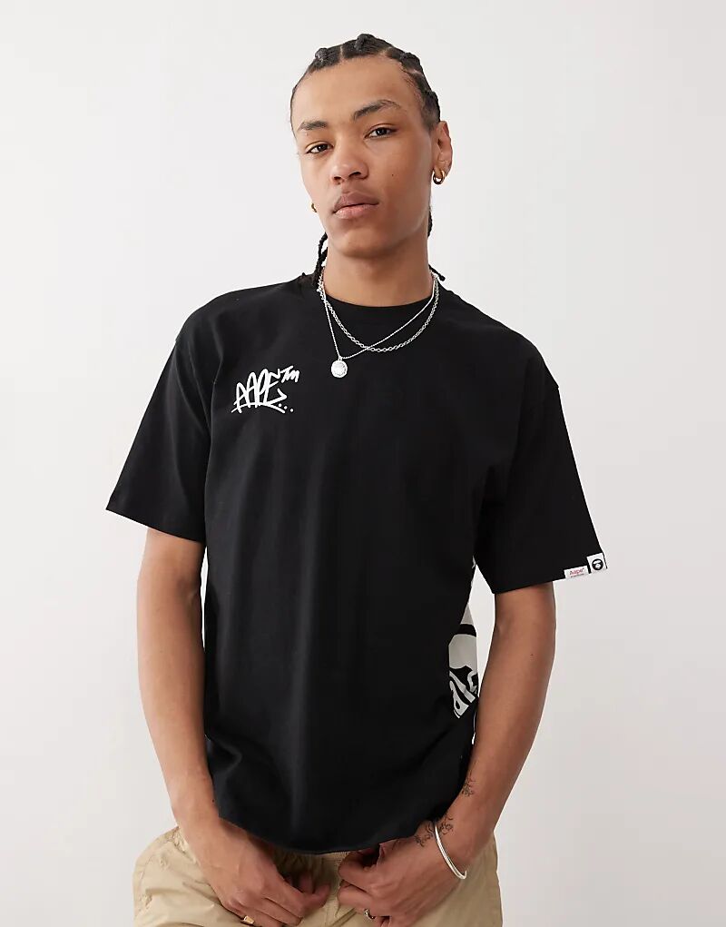

Футболка свободного кроя Aape by A Bathing Ape черного цвета с принтом логотипа скейтбордиста Aape By A Bathing Ape