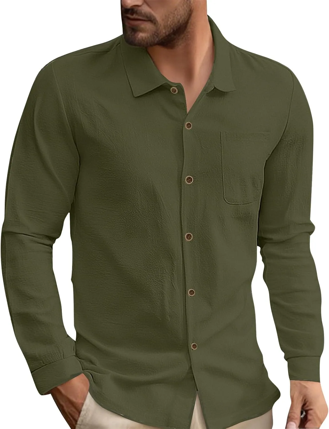 

Мужская повседневная рубашка с длинным рукавом и воротником-стойкой FQZWONG