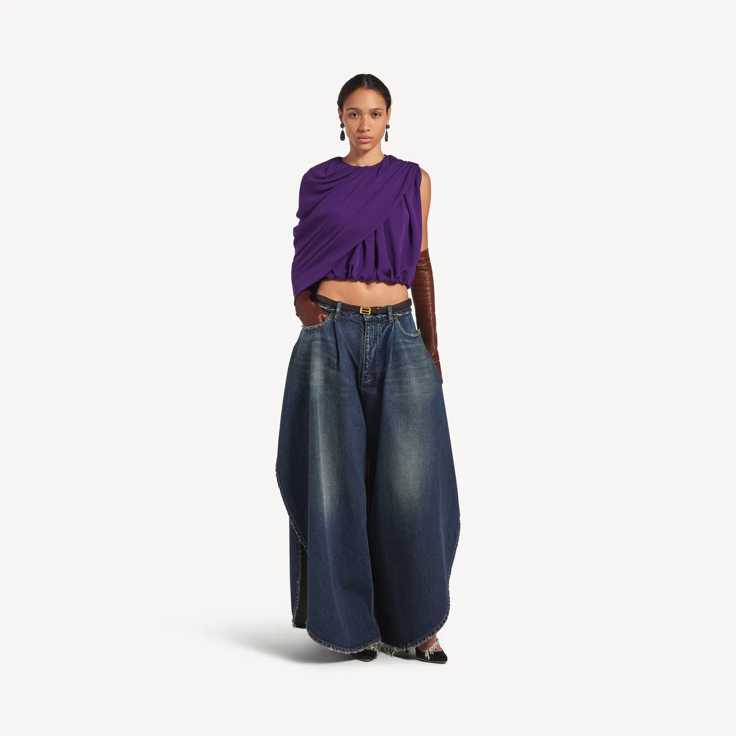 Женские брюки Tulipe насыщенного синего цвета Balenciaga — фото 2