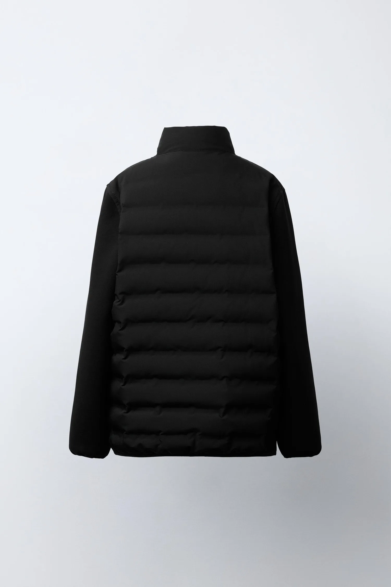 Стеганая куртка с неопреновыми рукавами Zara, черный — фото 4