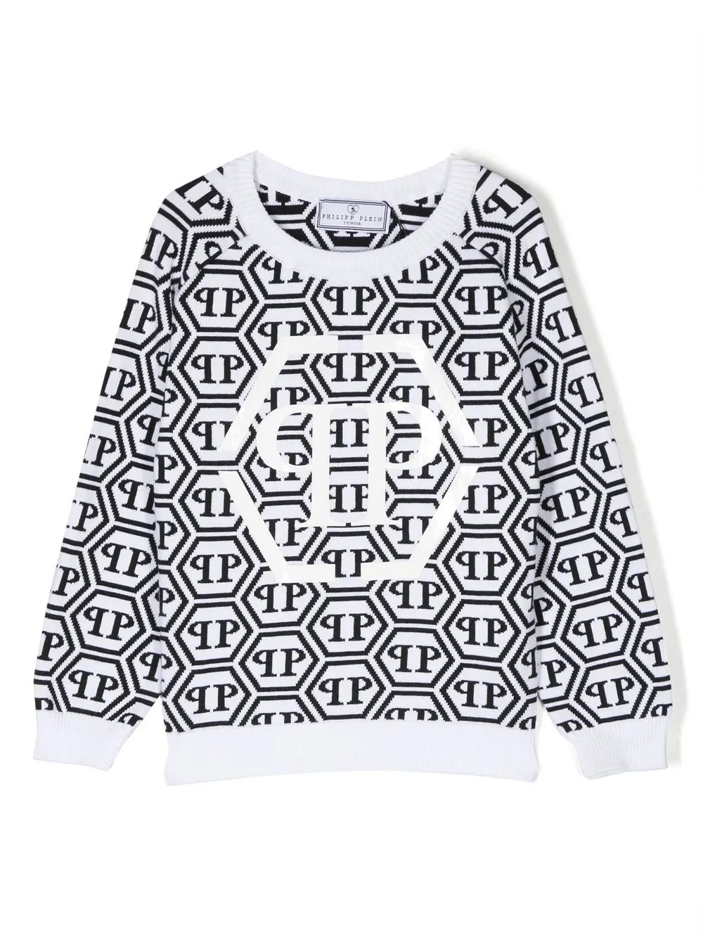 

Толстовка вязки интарсия с логотипом Philipp Plein Junior, черный