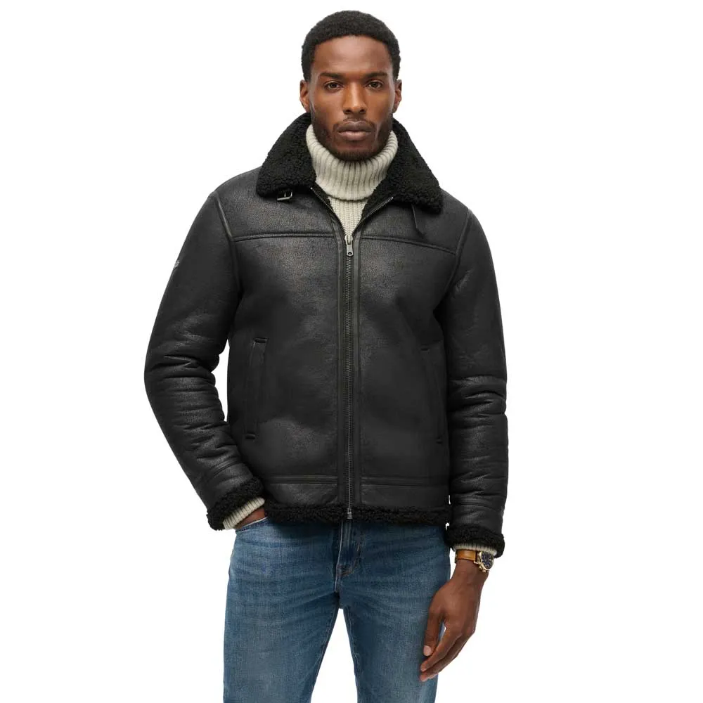 

Кожаная куртка Superdry Aviator, черный