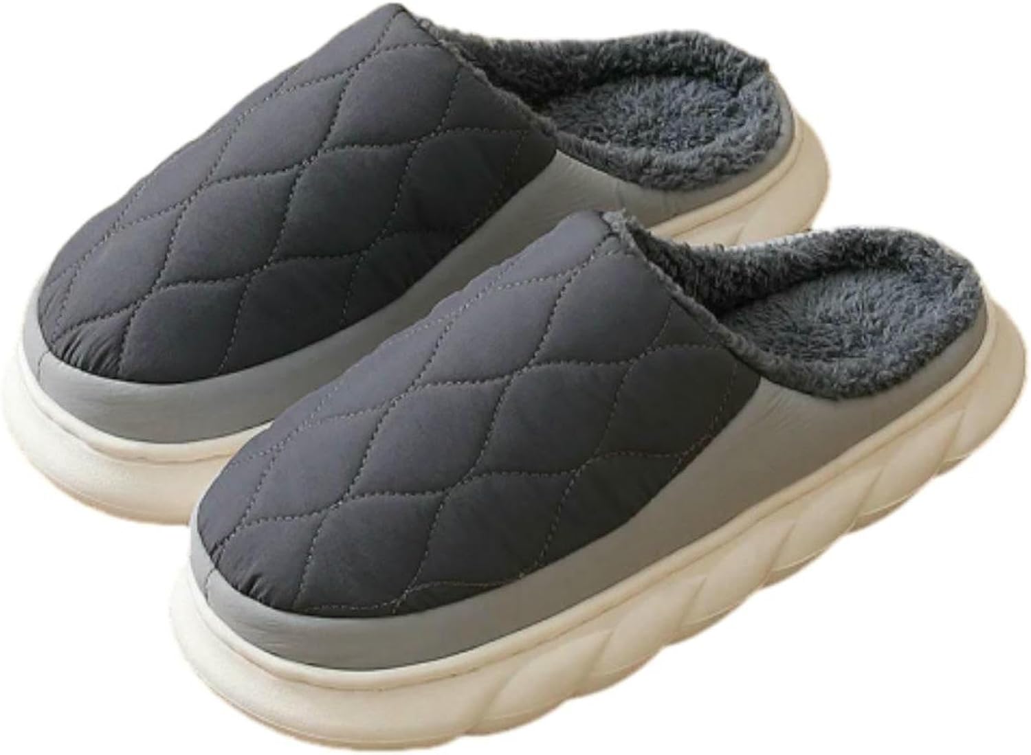 

Мужские зимние классические водонепроницаемые плюшевые тапочки ZERAOKE, теплые для дома и улицы, с нескользящей толстой подошвой, темно-серый