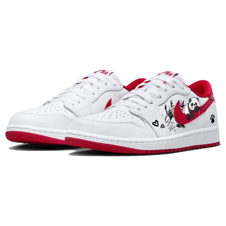 Кроссовки Air Jordan 1 Vintage Basketball Shoes Unisex Low-top White/red, белый — фото 3