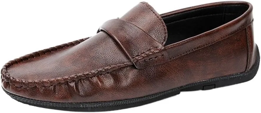 Мокасины кожаные мужские, повседневные, коричневые DHFIRUFSHLO