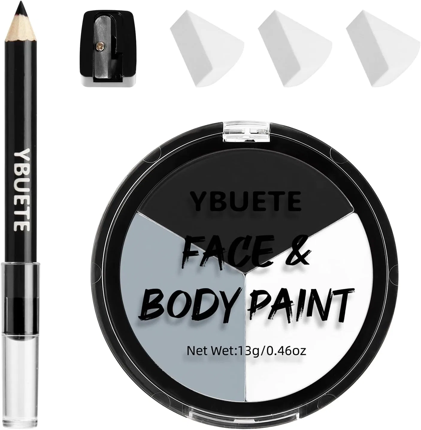 Набор для аквагрима YBUETE для скелета, 28 г, белый/черный/серый