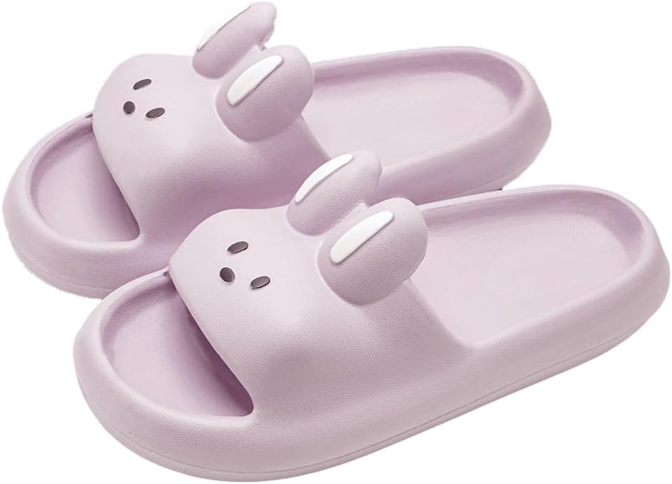 

Женские и мужские шлепанцы с милым мультяшным дизайном Rungion, быстро сохнущие, для ванной, с противоскользящей подошвой, домашние тапочки-подушки, пурпурный