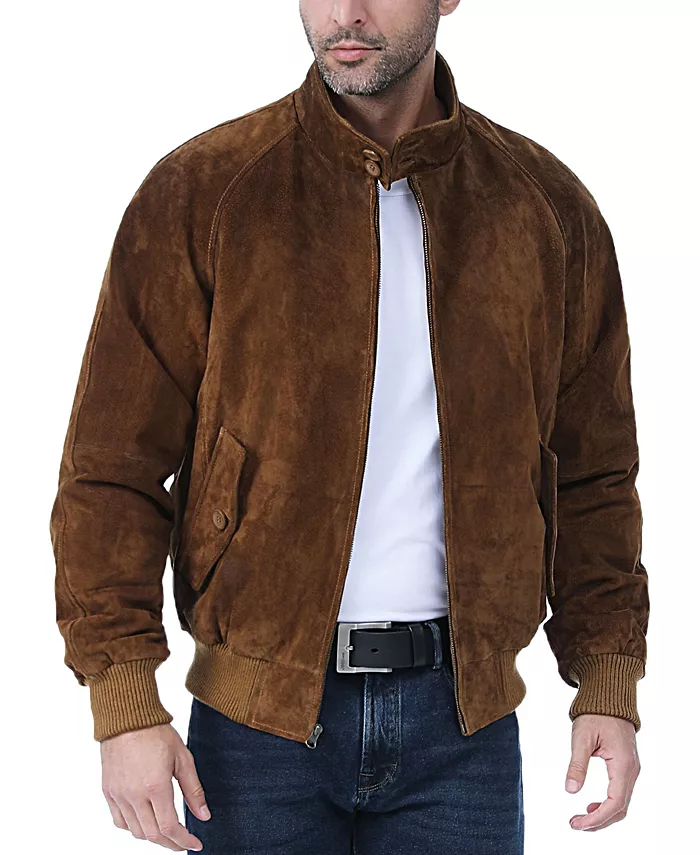 

Мужская кожаная куртка-бомбер из замши WWII Landing Leathers, коричневый
